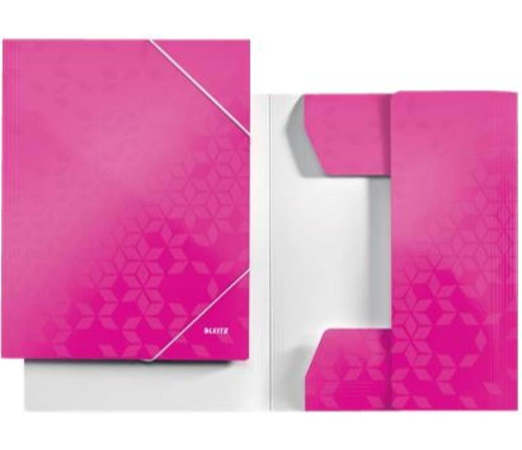 Elastomap 3 kleppen Leitz 3982 WOW A4 roze - Per stuk