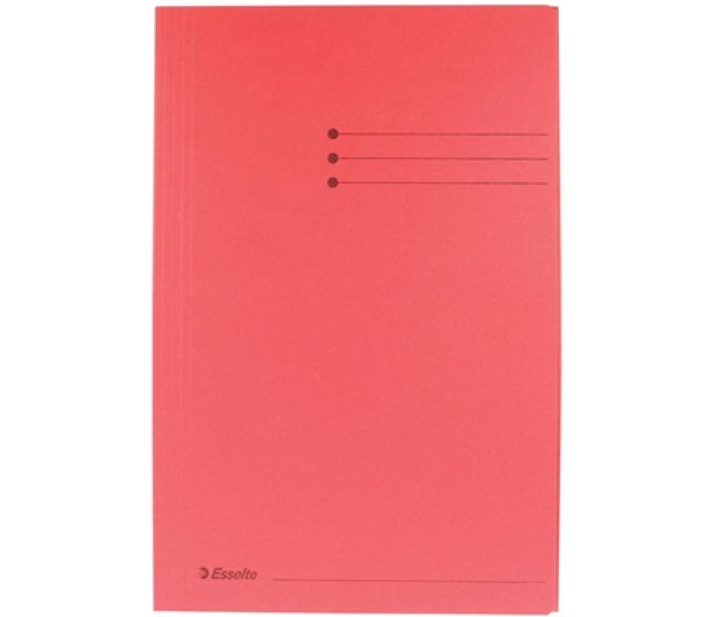 Map 3 kleppen Folio karton rood pak/50 - Per pak