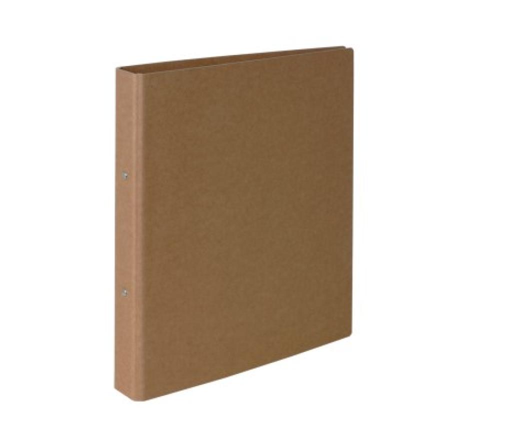 Ringmap A4 2 ringen 25 mm rug 4 cm recycled karton kraft bruin - Per stuk
