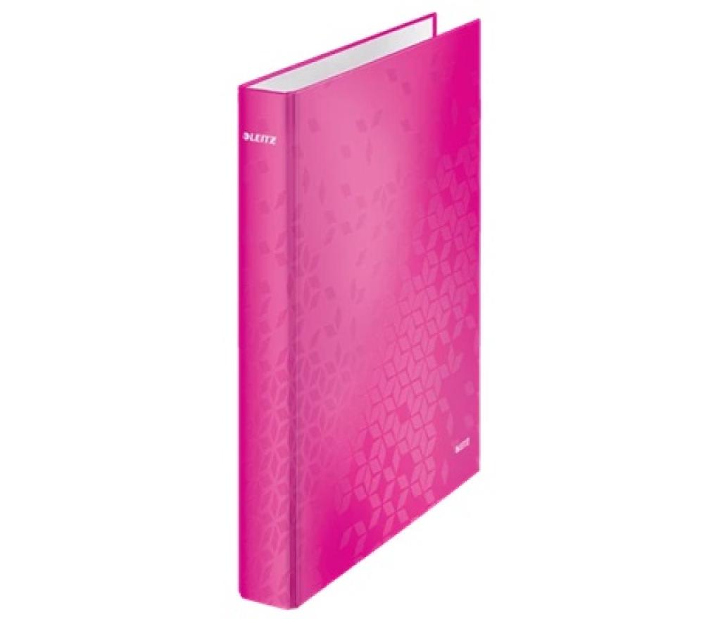 Ringmap A4+ karton met 2 D ringen 25 mm rug 40 mm wow roze - Per stuk