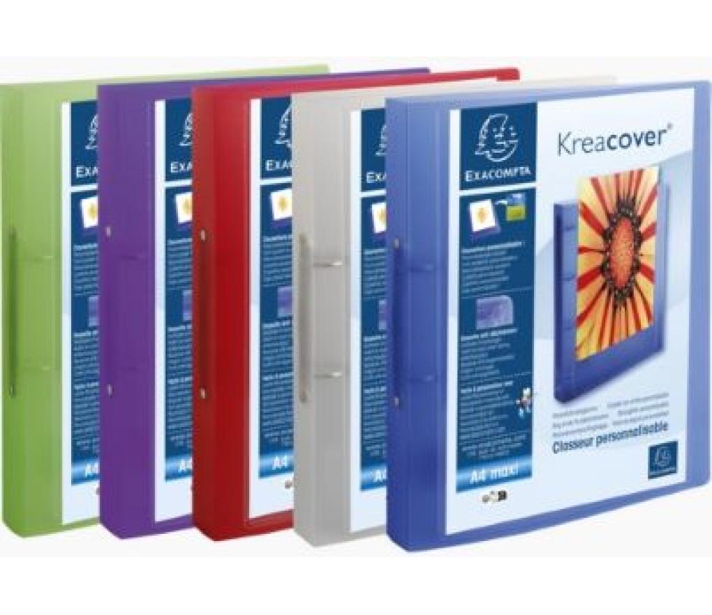 Ringmap Kreacover Chromaline A4+ 2 ringen 30 mm polypropyleen assorti - Per stuk