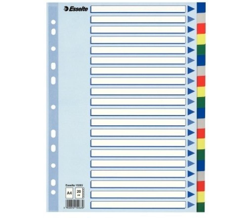 Tabkaart A4 20 posities PP kleur Esselte - Per stuk
