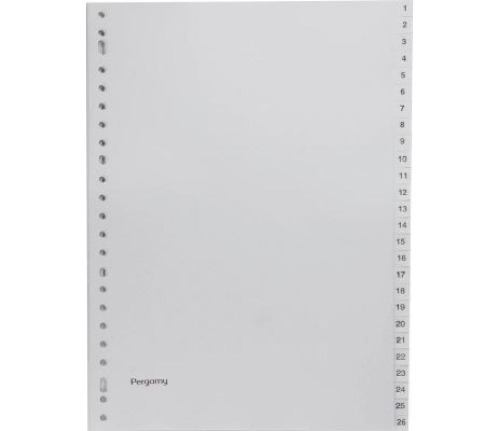 Tabkaart genummerd A4 1-52 plastic PP grijs - Per stuk