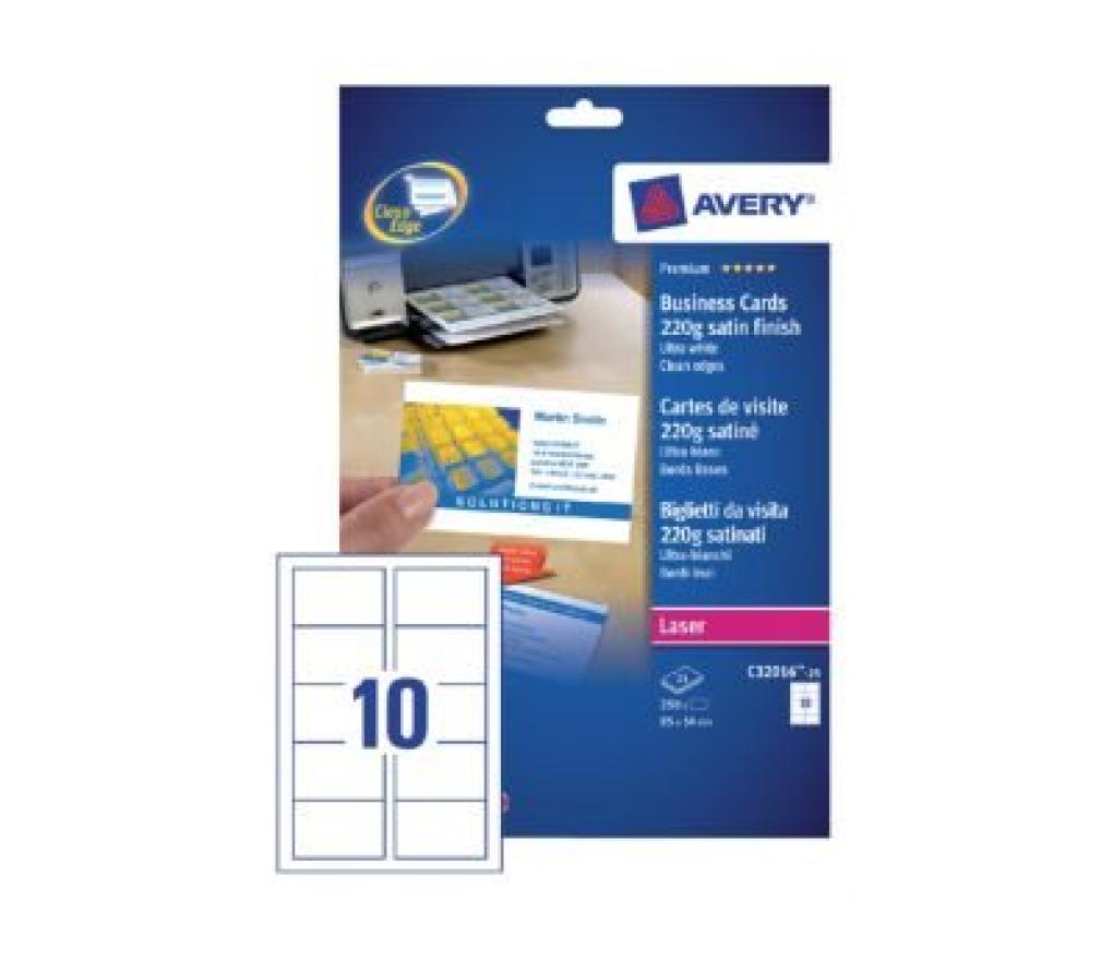 Visitekaartjes Avery 85 x 54 mm satijn pak/250 - Per stuk