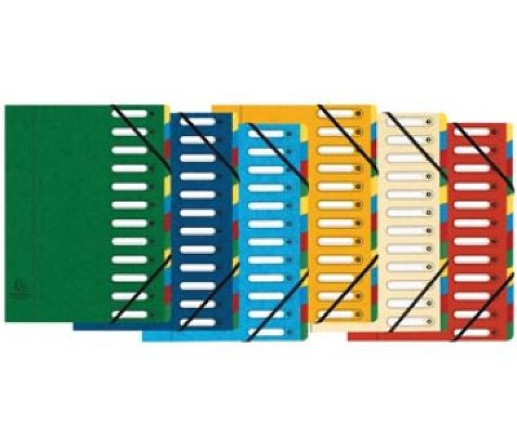 Voorordner Exacompta 12 vakken karton assorti - Per stuk