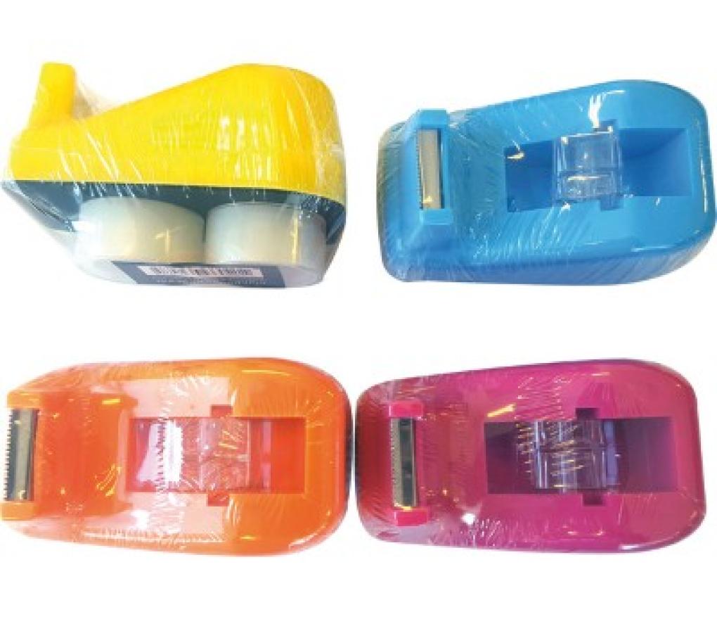 Afroller voor kleefband assorti inclusief 2 rollen tape - Per stuk