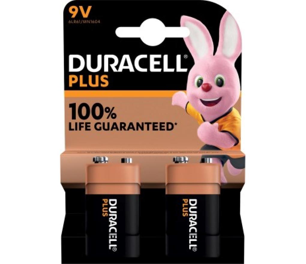 Batterij Duracell Plus 100% 9V  6LR61D blister/2 - Per stuk
