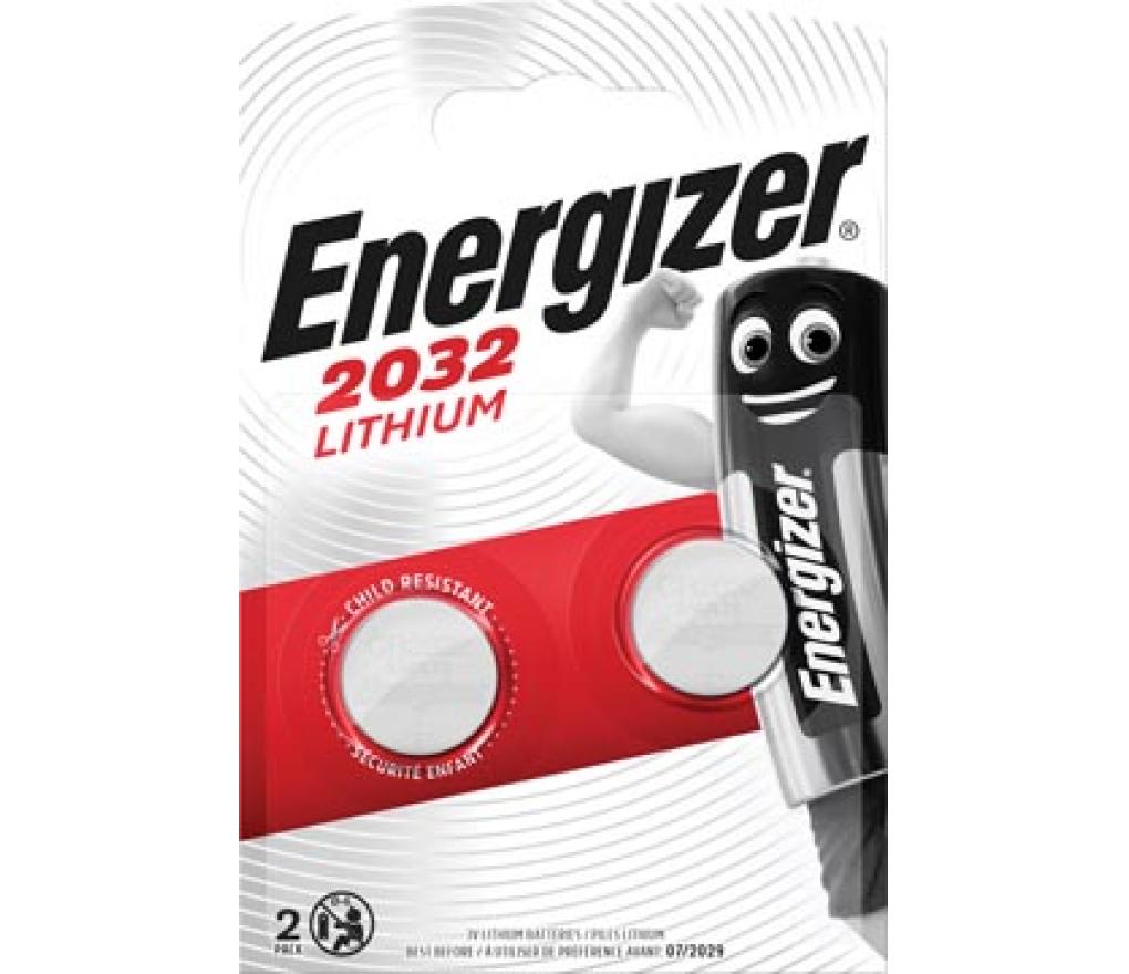 Batterij Energizer knoopcel Lithium CR2032 3V blister/2 - Per stuk