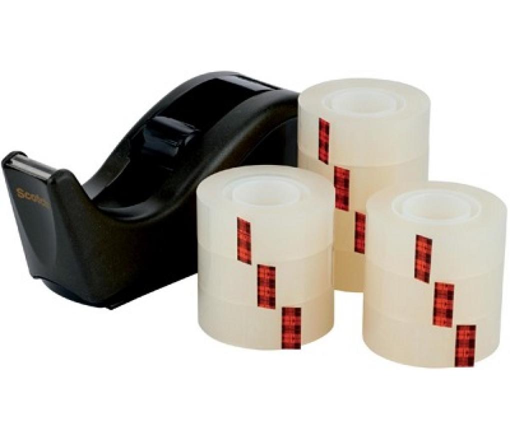 Kleefband Scotch 600 Crystal Clear 19 mm x 33 m value pack/10 + afroller - Per stuk