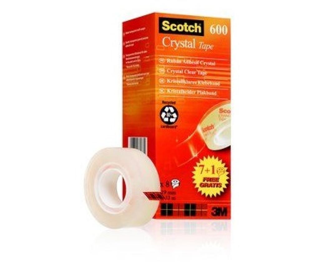 Kleefband Scotch 600 Crystal Clear 19 mm x 33 m value pack/7 + 1 gratis - Per stuk