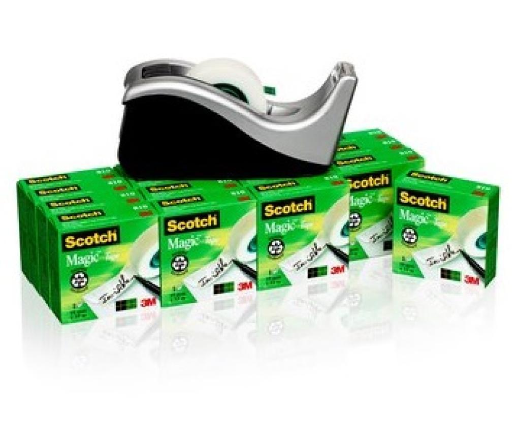 Kleefband Scotch Magic Tape 810 19 mm x 33 m value pack/16 + afroller C60 - Per stuk