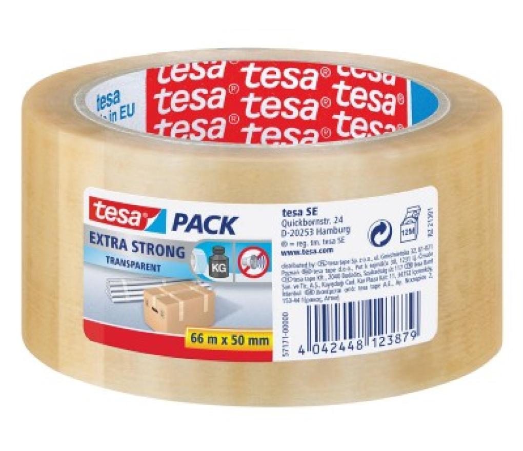 Kleefband verpakkingstape Tesa PVC extra strong transparant 50 mm x 66 m - Per stuk