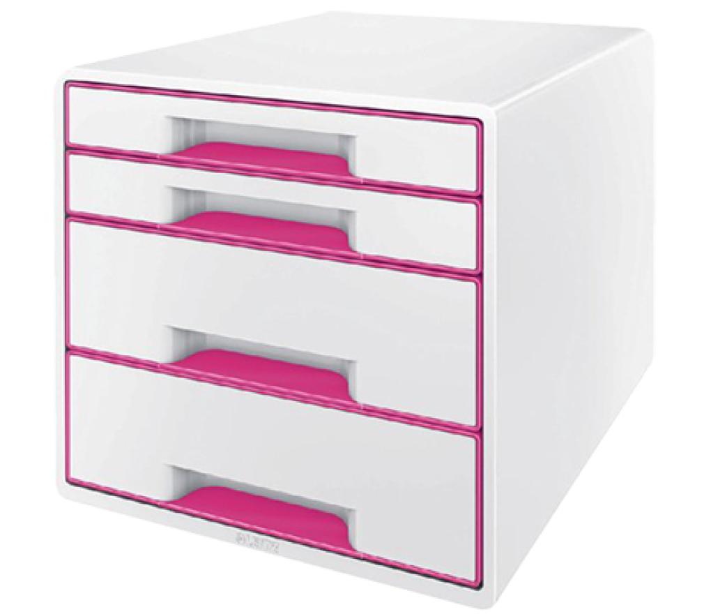 Ladenblok Leitz WOW 5213 4 laden wit en roze - Per stuk