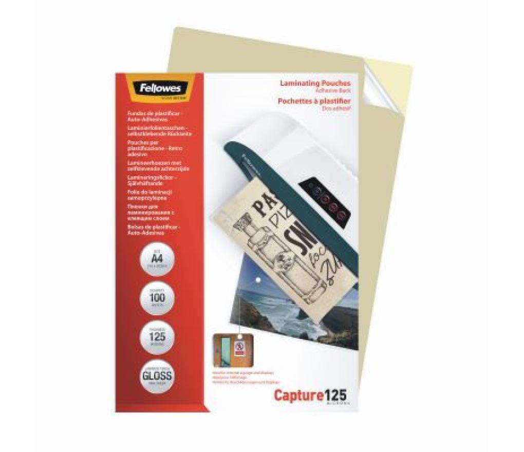 Lamineeretuis Fellowes A4 125 micron zelfklevend doos/100 - Per pak