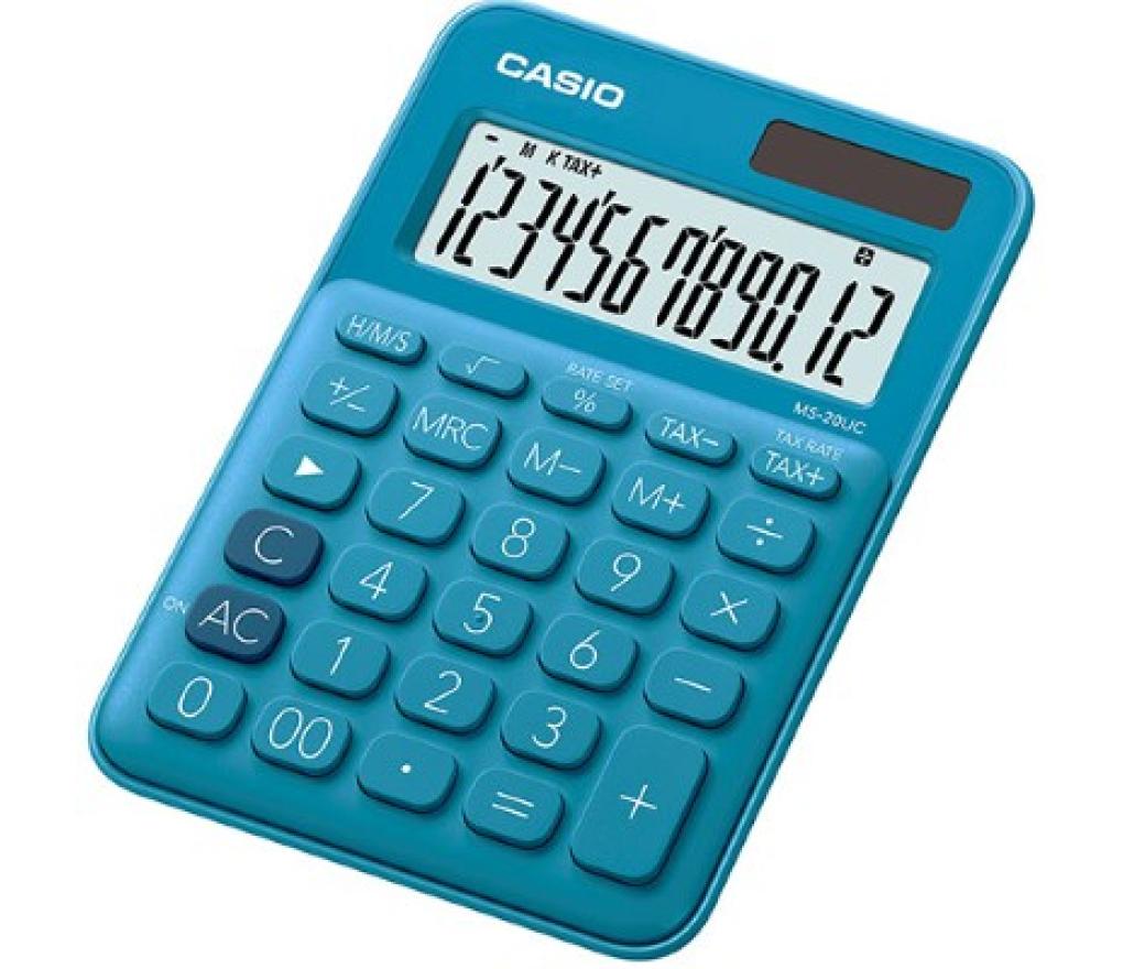 Rekenmachine desktop Casio MS20UC blauw dual 12 cijfers - Per stuk