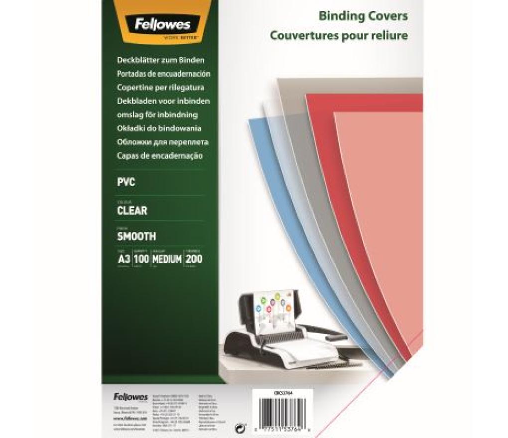Voorblad transparant voor boekje Fellowes 200 micron A3 doos/100 - Per pak