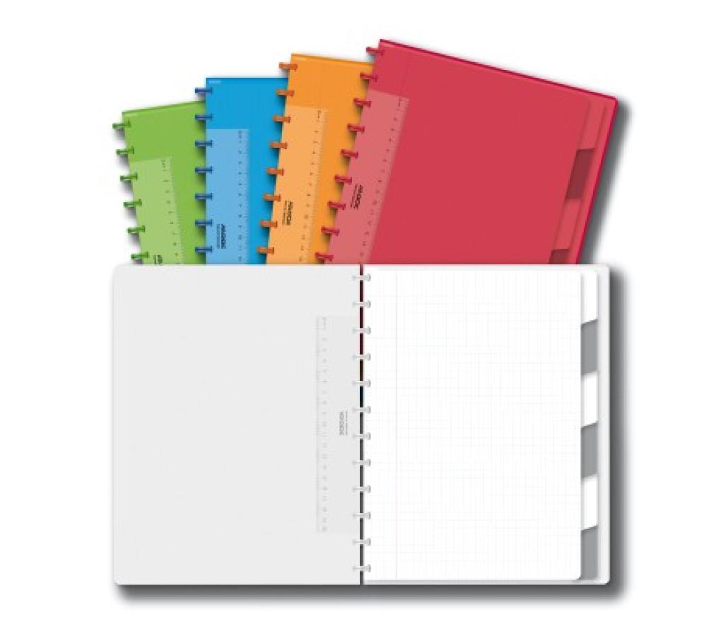 Adoc schrift colorlines PP assorti A4 commercieel geruit 4 x 8 mm met tabs en pochetten - Per stuk