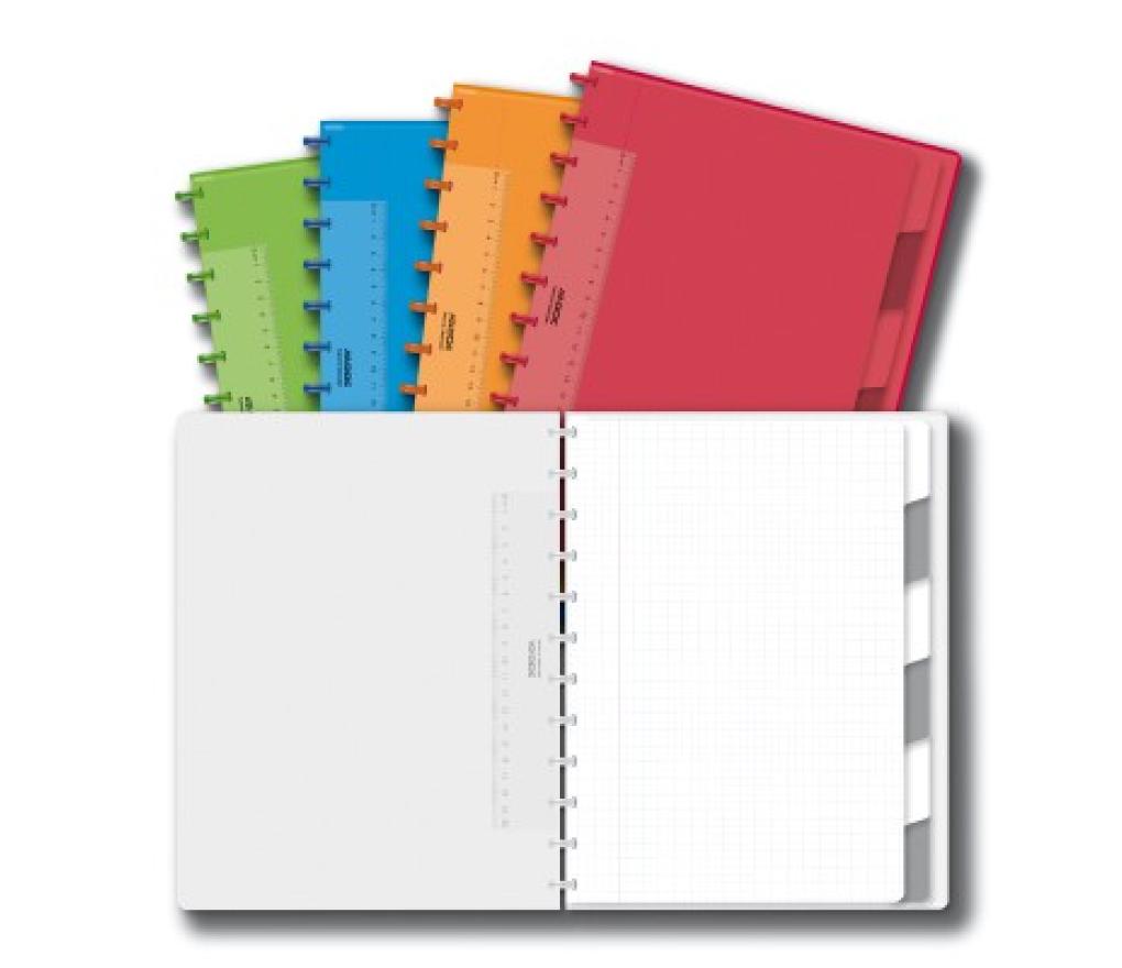 Adoc schrift colorlines PP assorti A4 geruit 5 mm met 6 tabs en 5 pochetten - Per stuk
