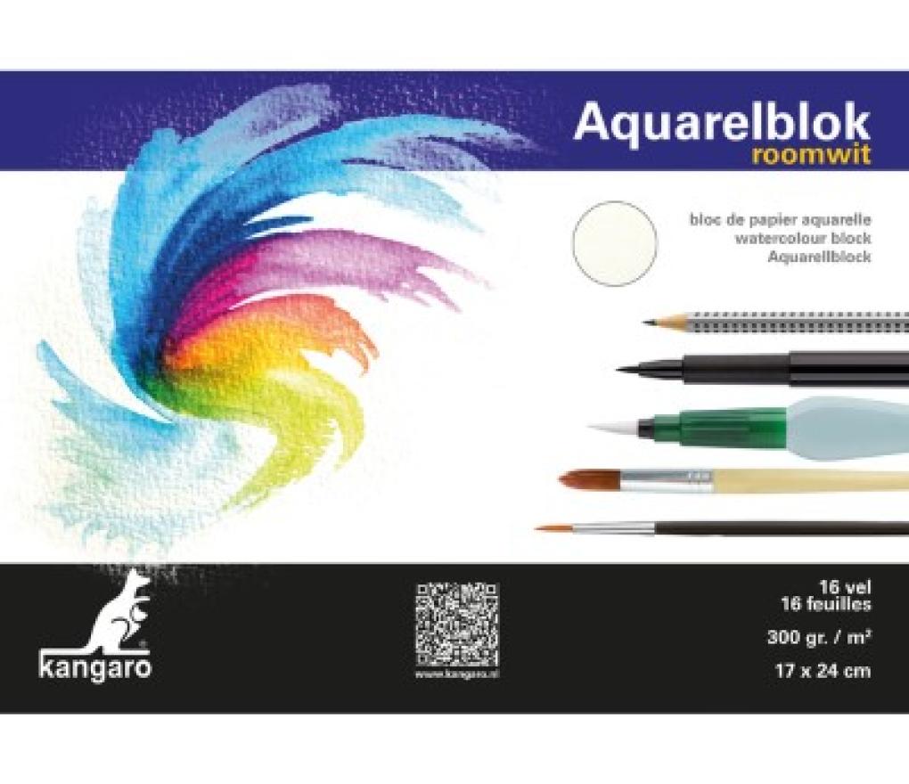 Aquarelpapier 17 x 24 cm 300 g roomwit vel/16 - Per stuk