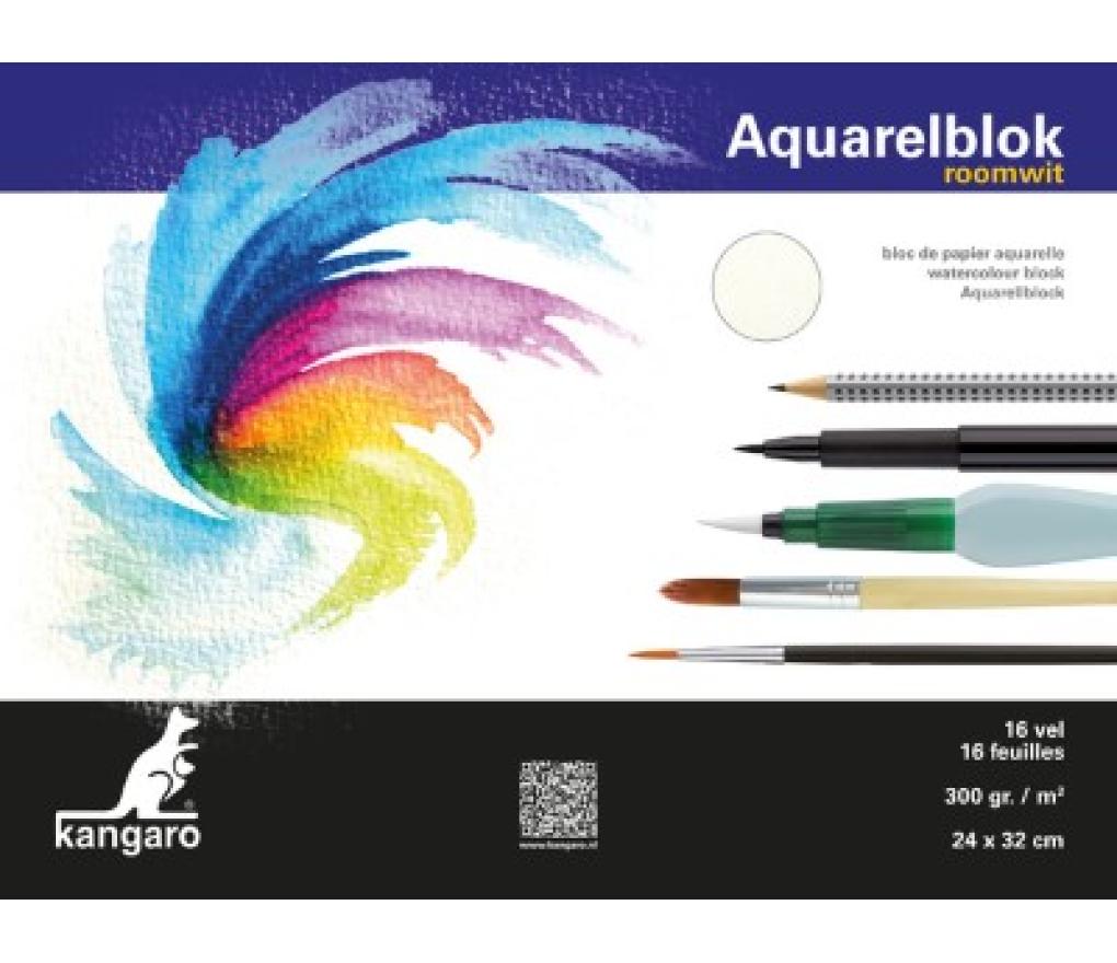 Aquarelpapier 24 x 32 cm 300 g roomwit vel/16 - Per stuk