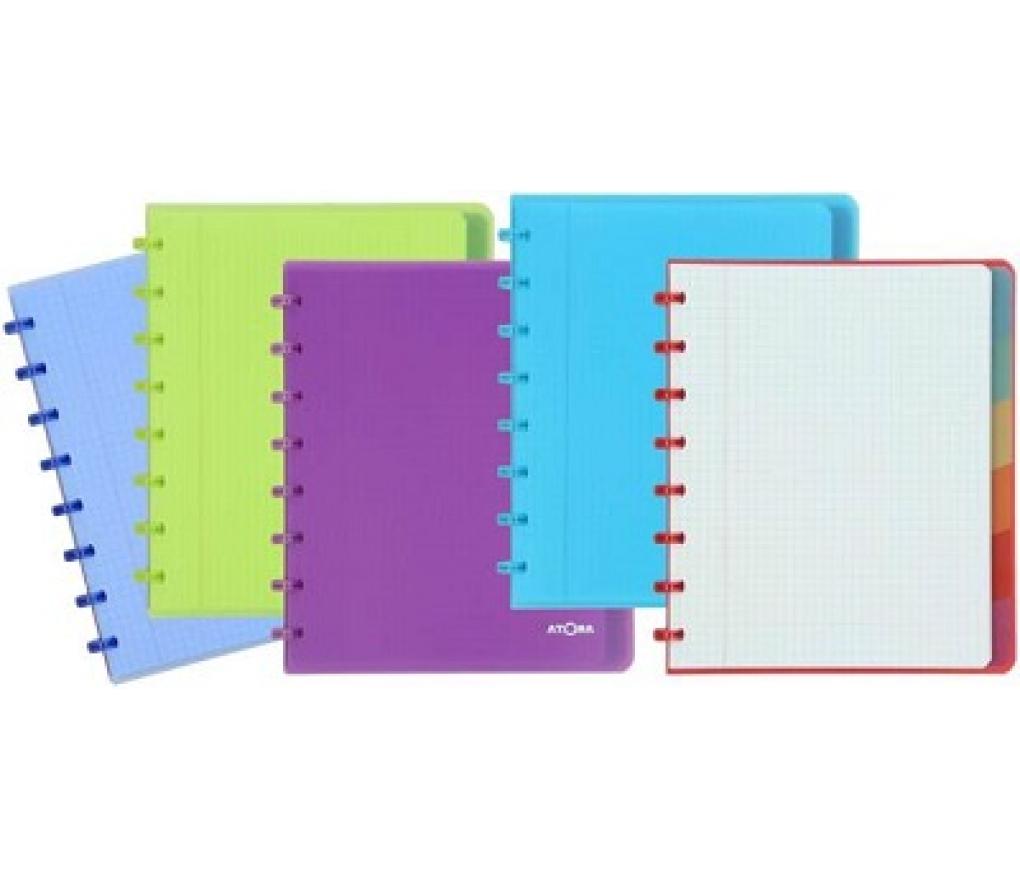 Atomaschrift PP A5+ 180 x 210 mm 60 blad gelijnd assorti + tabs - Per stuk