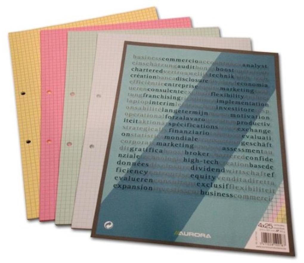 Cursusblok A4 210 x 297 mm 80 g 100 blad geruit 5 x 5 mm 4 kleuren - Per stuk