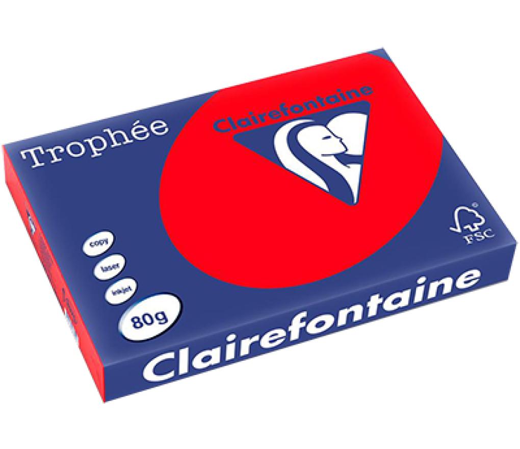 Kopieerpapier A3 80 g CLF Trophée intens 8375 koraalrood riem/500 - riem