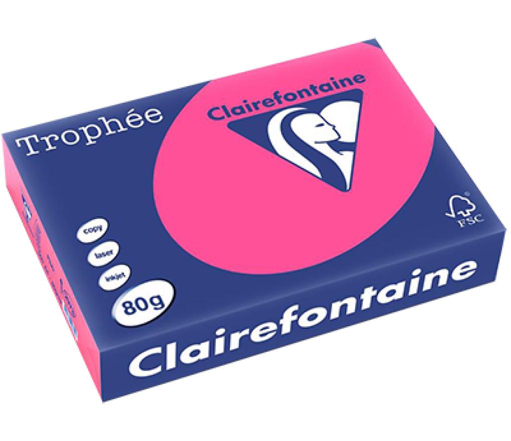 Kopieerpapier A4 80 g CLF Trophée fluo 2973 roze riem/500 - riem