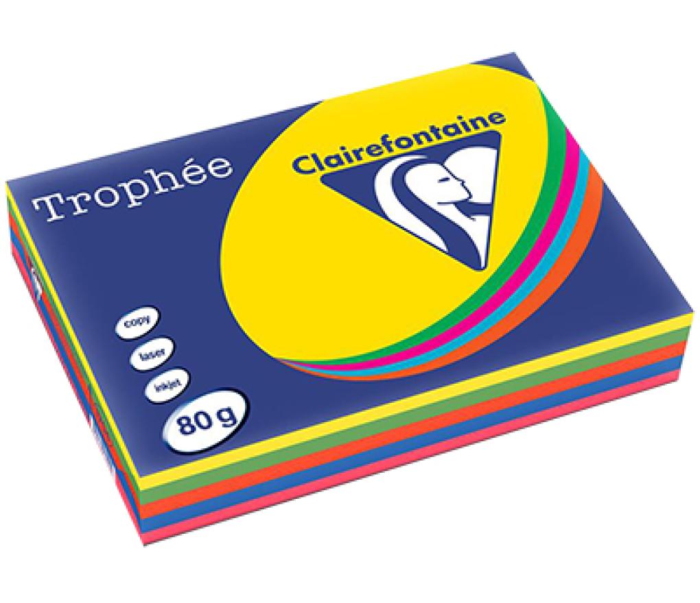 Kopieerpapier A4 80 g CLF Trophée intens 1704 5 kleuren assorti riem/500 - riem
