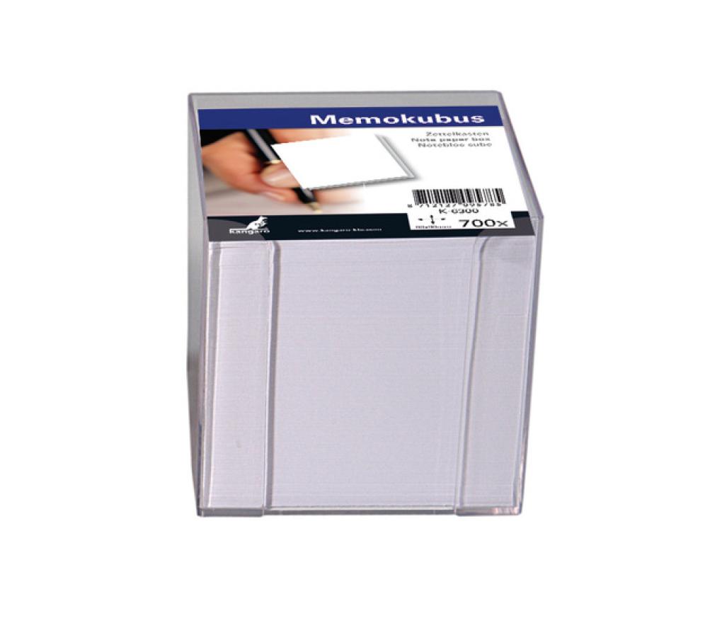 Kubusblokhouder plastic 9,5 x 9,5 cm gevuld 700 witte vellen - Per stuk