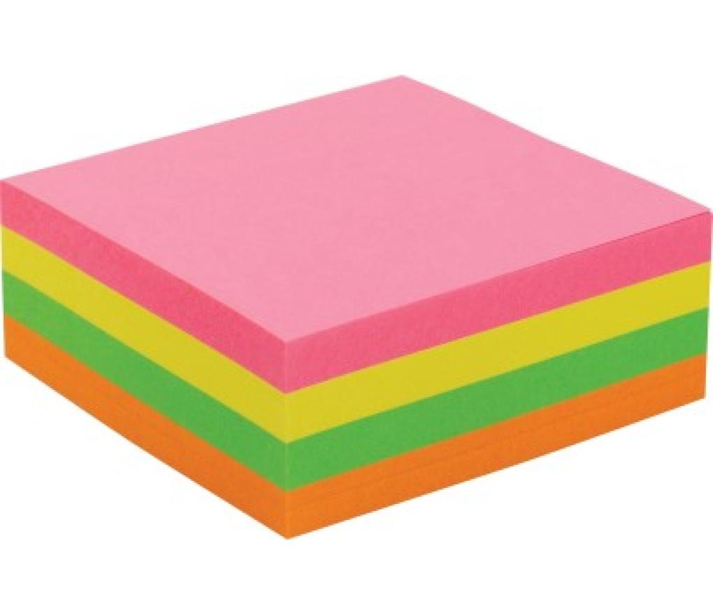 Memonotes 76 x 76 mm kubus neon 4 kleuren vel/320 - Per stuk