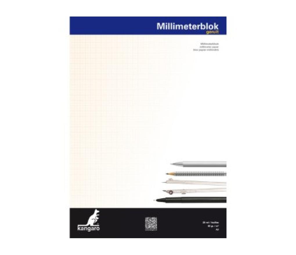 Millimeterpapier A3 80 g oranje bedrukking blok vel/25 - Per stuk