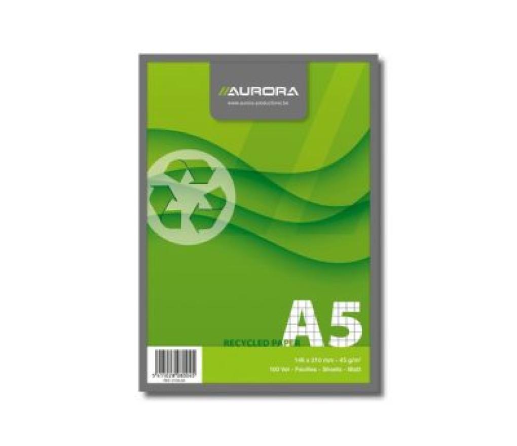 Notablok A5 gerecycleerd 148 x 210 mm geruit 5 x 5 mm - Per stuk
