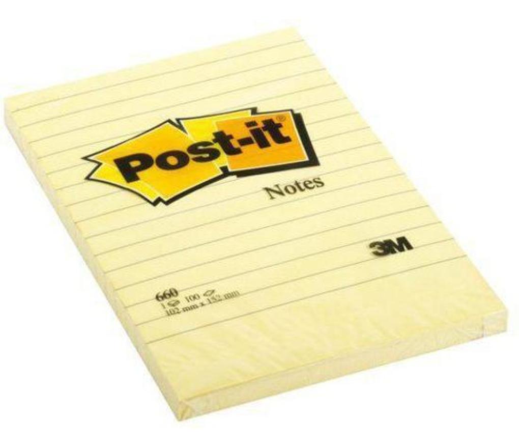Post-it 3M 660 102 x 152 mm geel gelijnd pak/6 - Per pak