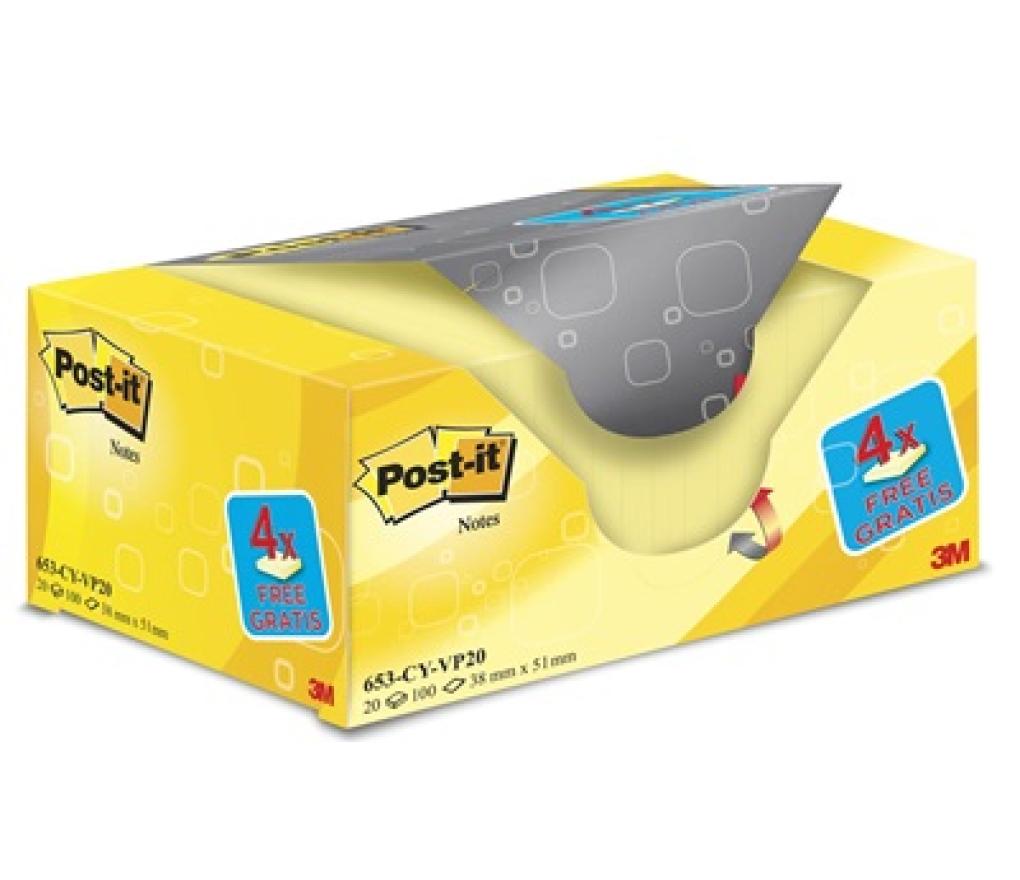 Post-it 3M Easy to store box 653 51 x 38 mm pak/20 - Per pak