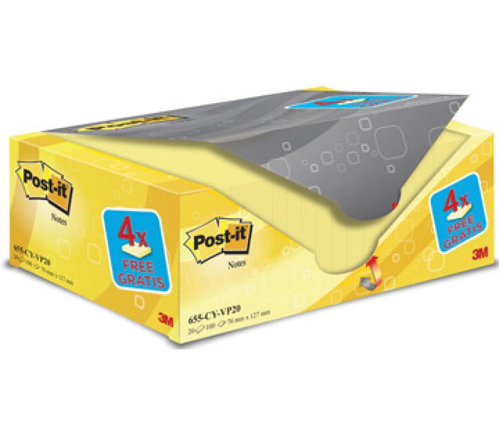 Post-it 3M Easy to store box 655 76 x 127 mm pak/20 - Per pak