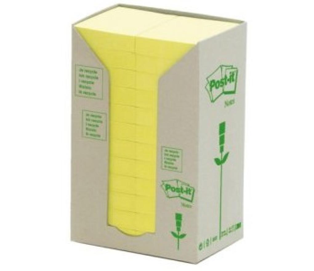 Post-it 3M gerecycleerd 653 38 x 51 mm geel pak/24 - Per pak