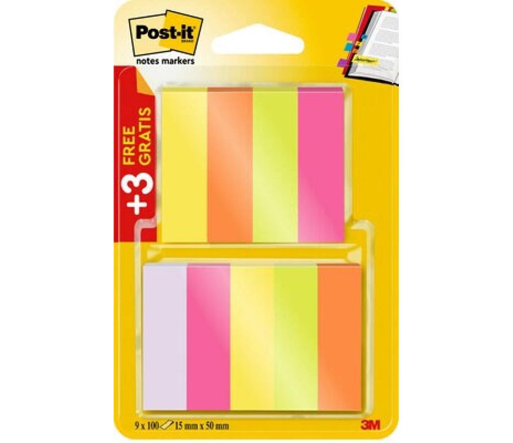 Post-it 3M markeerstroken papier 15 x 50 mm 5 kleuren set/9 - Per pak