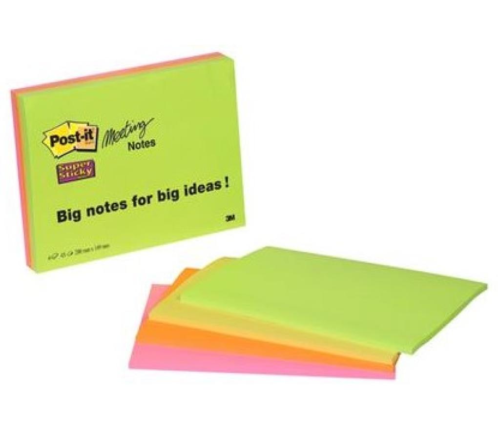 Post-it 3M Meeting Notes 6845 149 x 200 mm 4 kleuren - Per pak