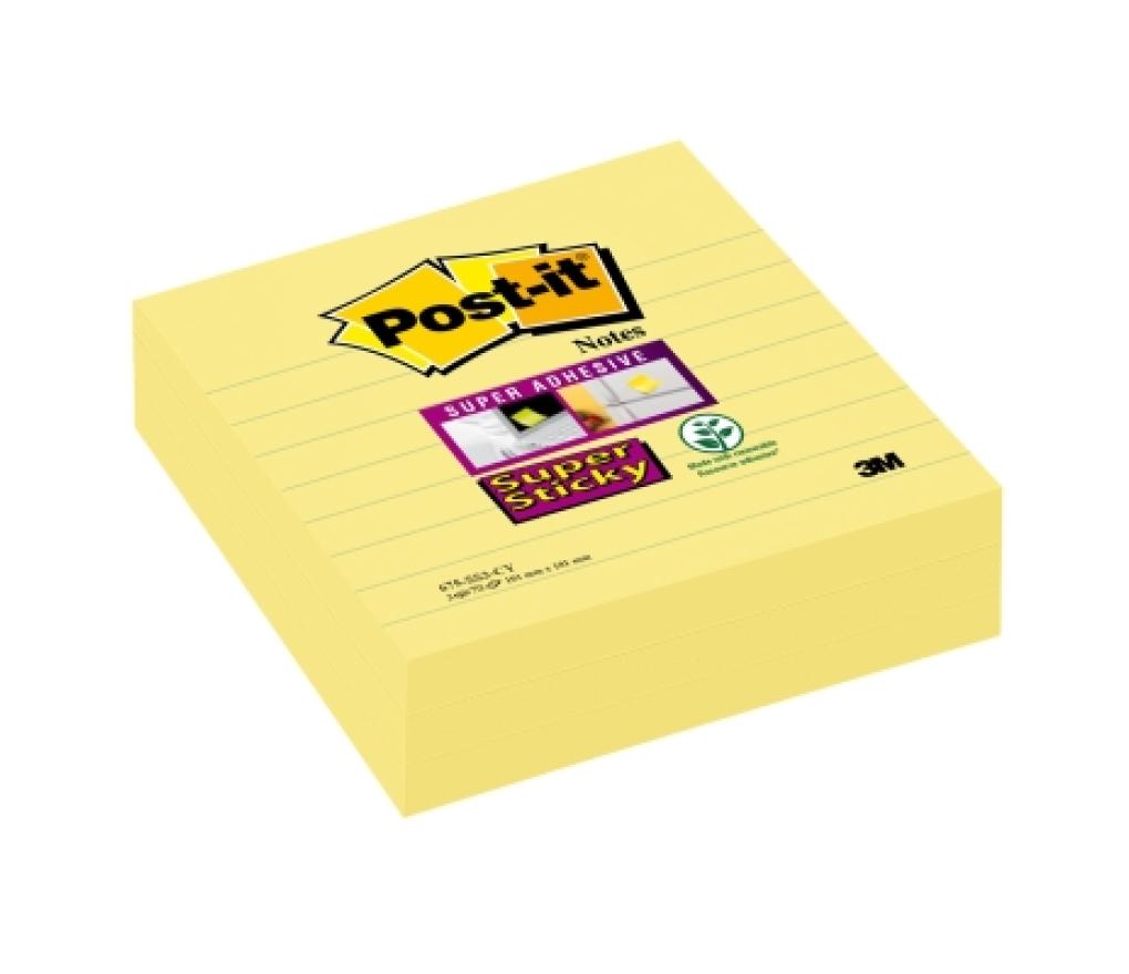 Post-it 3M Super Sticky 101 x 101 mm geel gelijnd pak/3 - Per pak