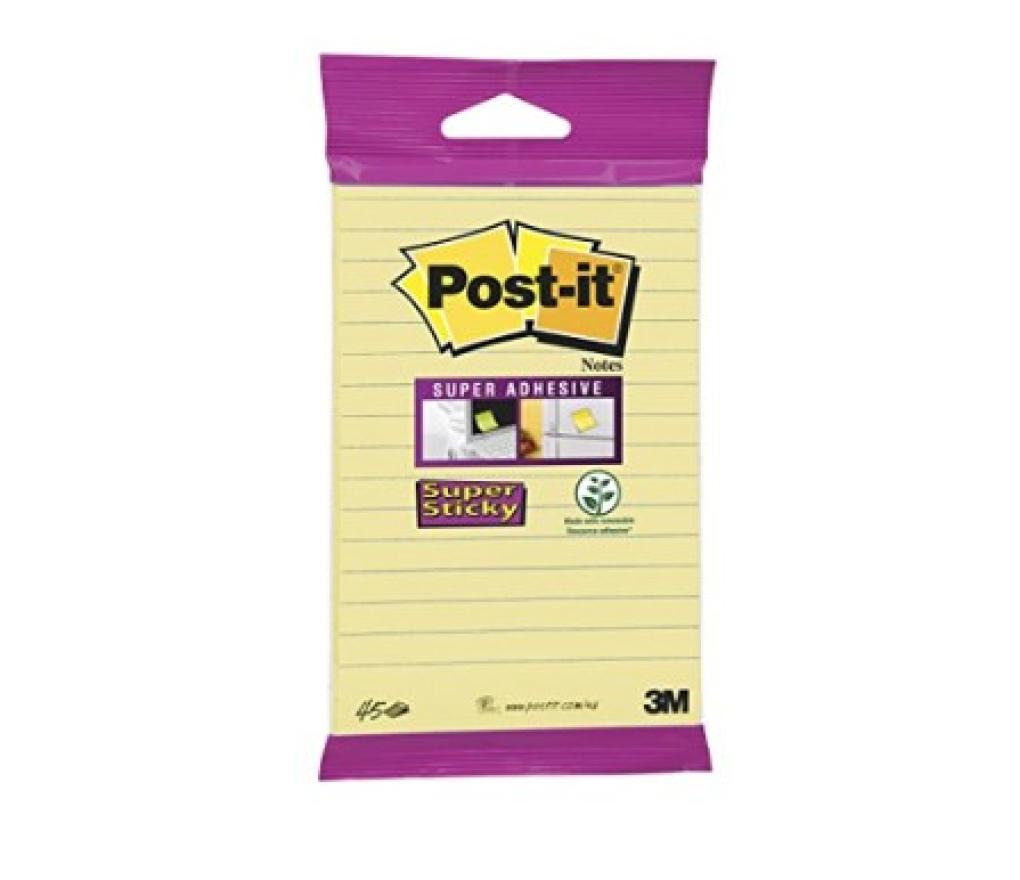 Post-it 3M Super Sticky 101 x 152 mm geel gelijnd 45 vel - Per stuk
