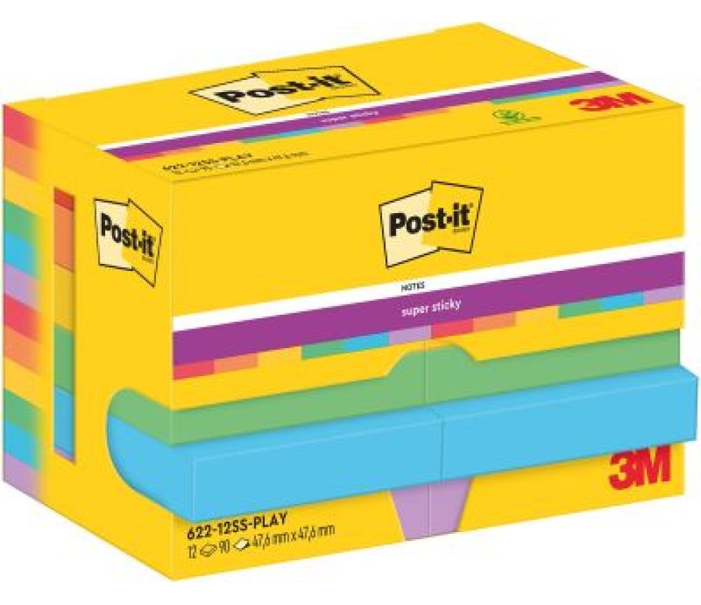 Post-it 3M Super Sticky 47,6 x 47,6 mm Playful colors pak/12 - Per pak