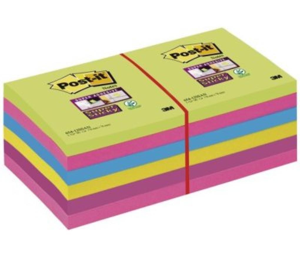 Post-it 3M Super Sticky 76 x 76 mm neon pak/24 - Per pak