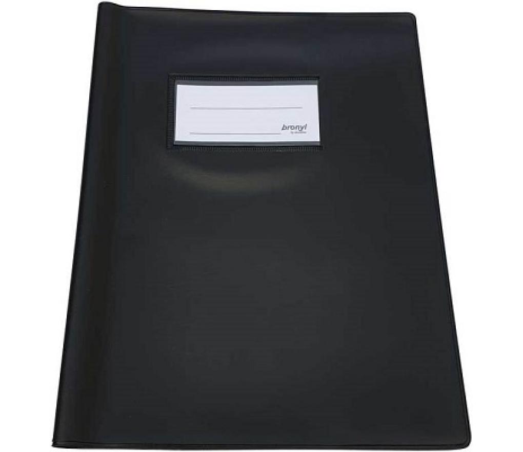 Schriftomslag Bronyl A5 extra stevig zwart met etikethouder - Per stuk