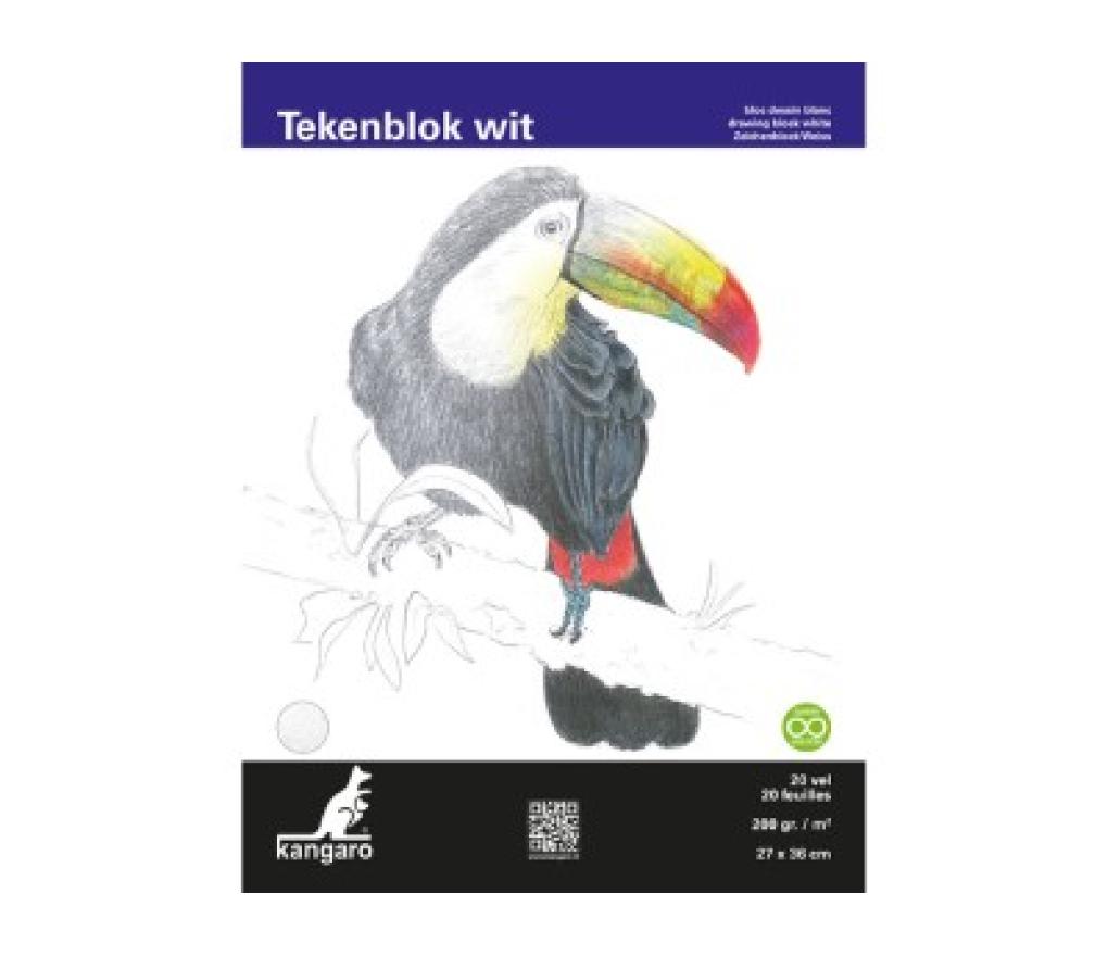 Tekenblok 270 x 360 mm 200 g wit 20 blad - Per stuk