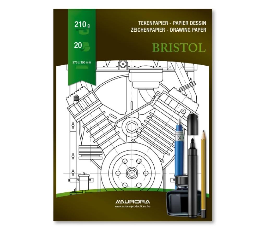 Tekenblok Aurora 270 x 360 mm 210 g wit bristol blad/20 - Per stuk