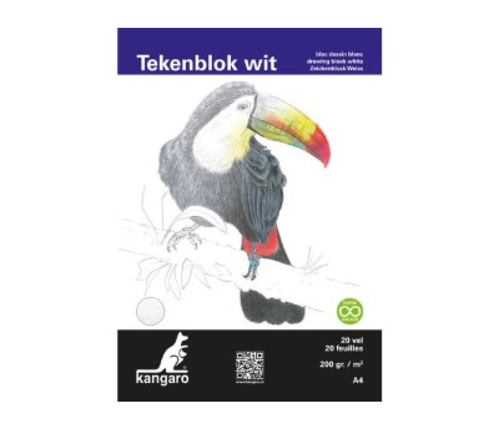 Tekenblok fijne korrel A4 210 x 297 mm 200 g wit 20 blad - Per stuk