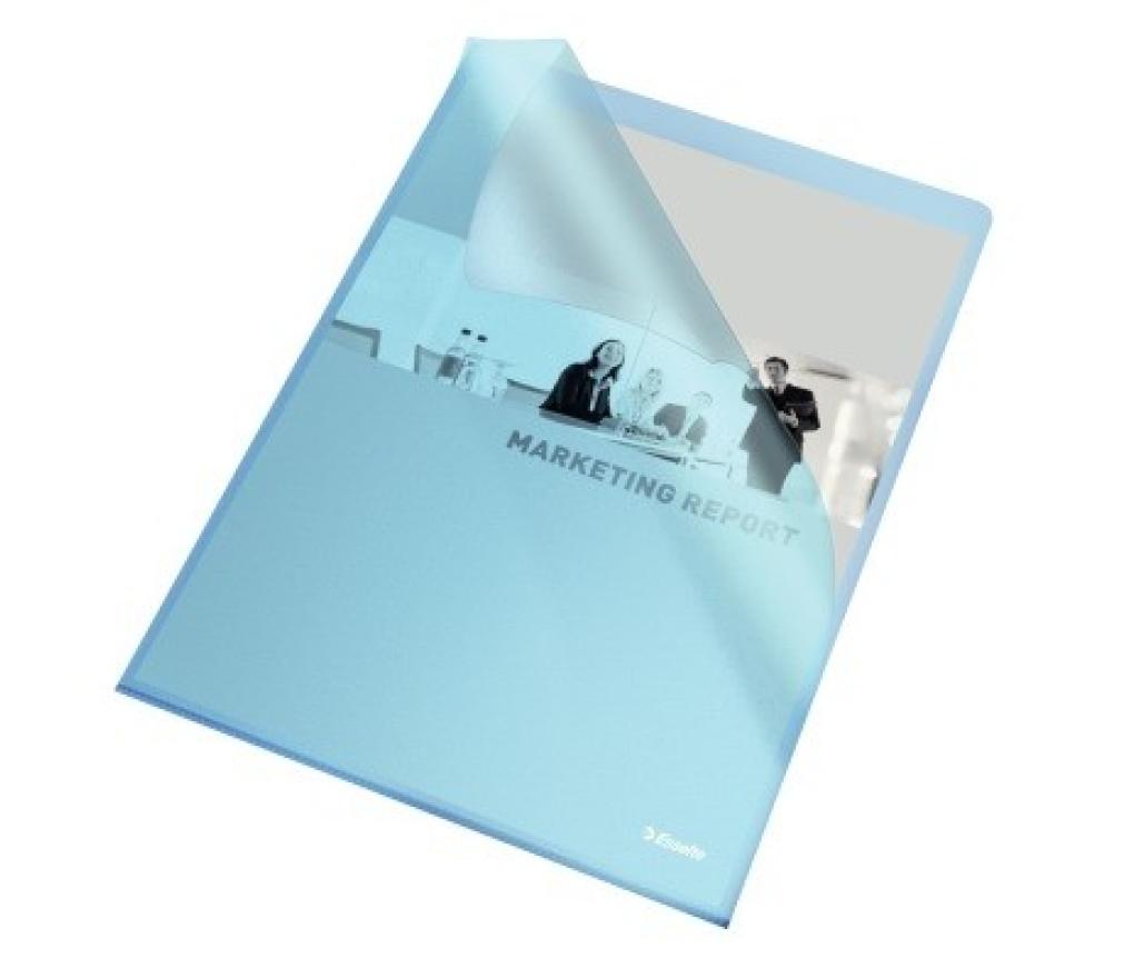 Documenthouder L-map Esselte A4 110 micron blauw gestructureerd PP doos/100 - Per pak