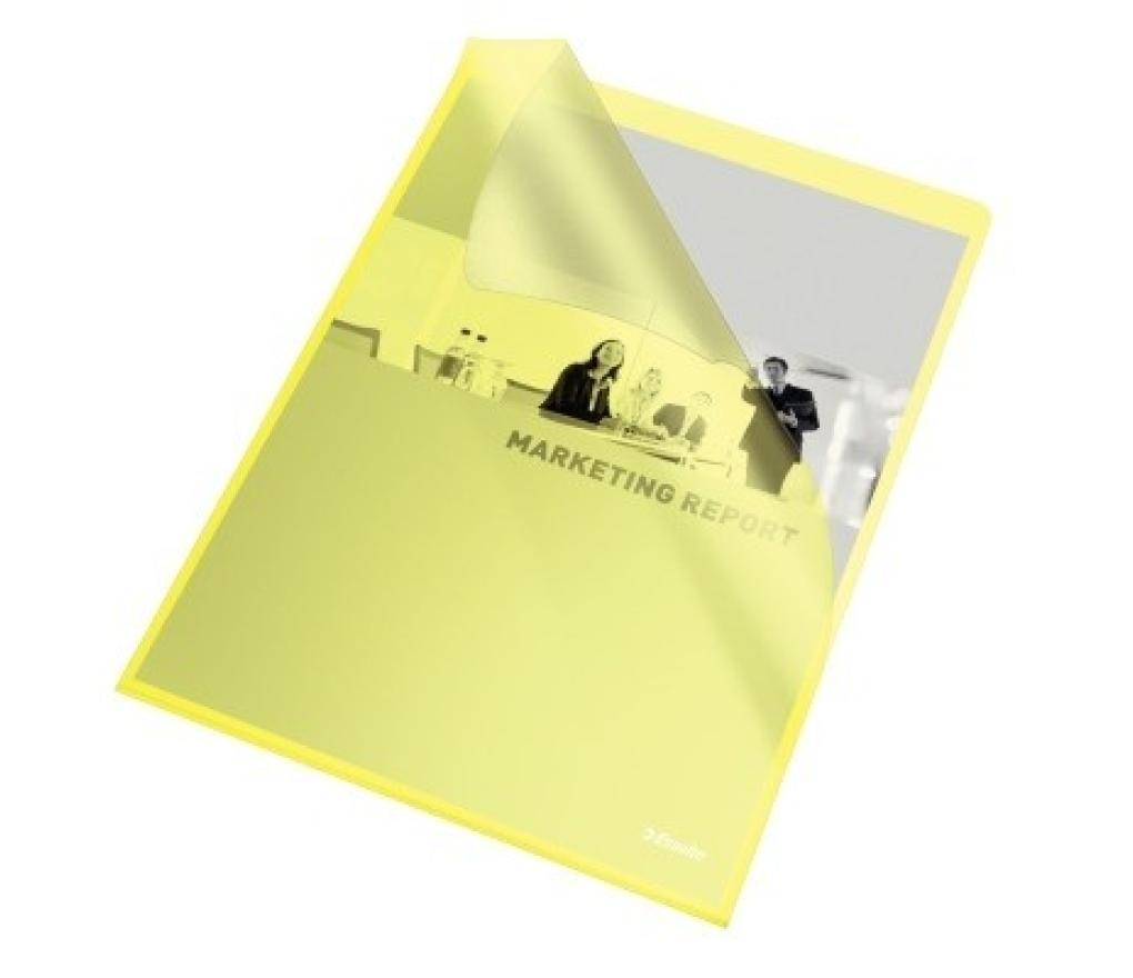 Documenthouder L-map Esselte A4 110 micron geel gestructureerd PP doos/100 - Per pak