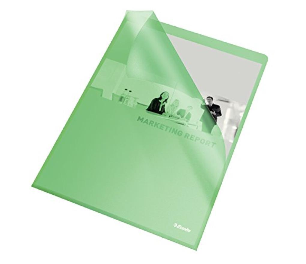 Documenthouder L-map Esselte A4 110 micron groen gestructureerd PP doos/100 - Per pak